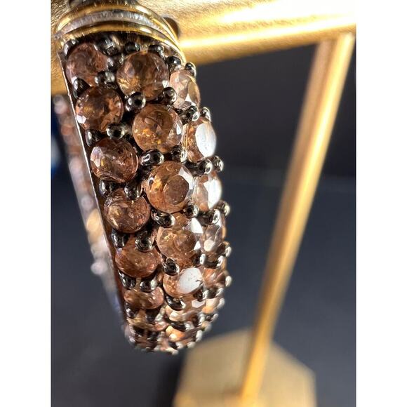 Andalusite inside out hoop earrings in gold and rhodium over sterling silver - Picture 3 of 16